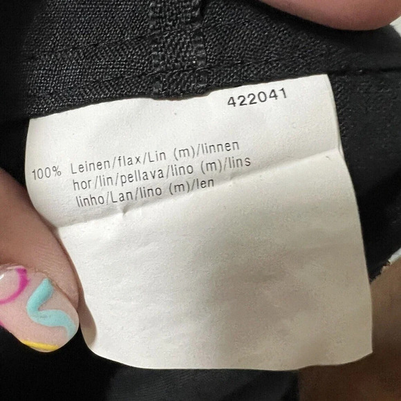 Basler Women's M Black Cropped Pants Linen Pull-On Wide Leg Stretch Waist 29x26 - Picture 9 of 12